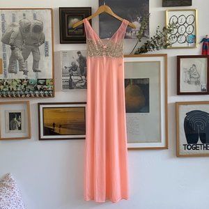Vintage Peachy Pink and Lace Slip